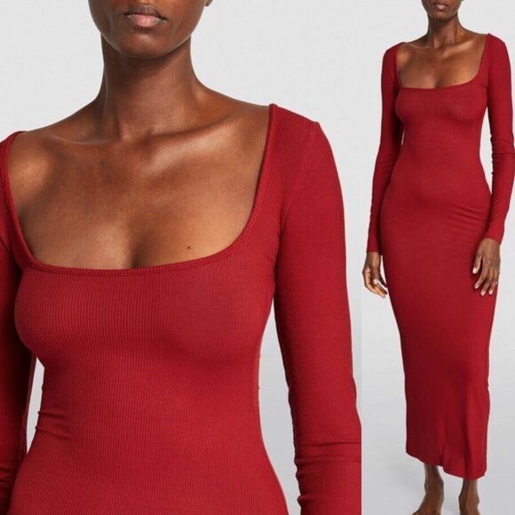 Skims Soft Lounge Long Sleeve Maxi Dress XL Brick Red - Picture 1 of 7